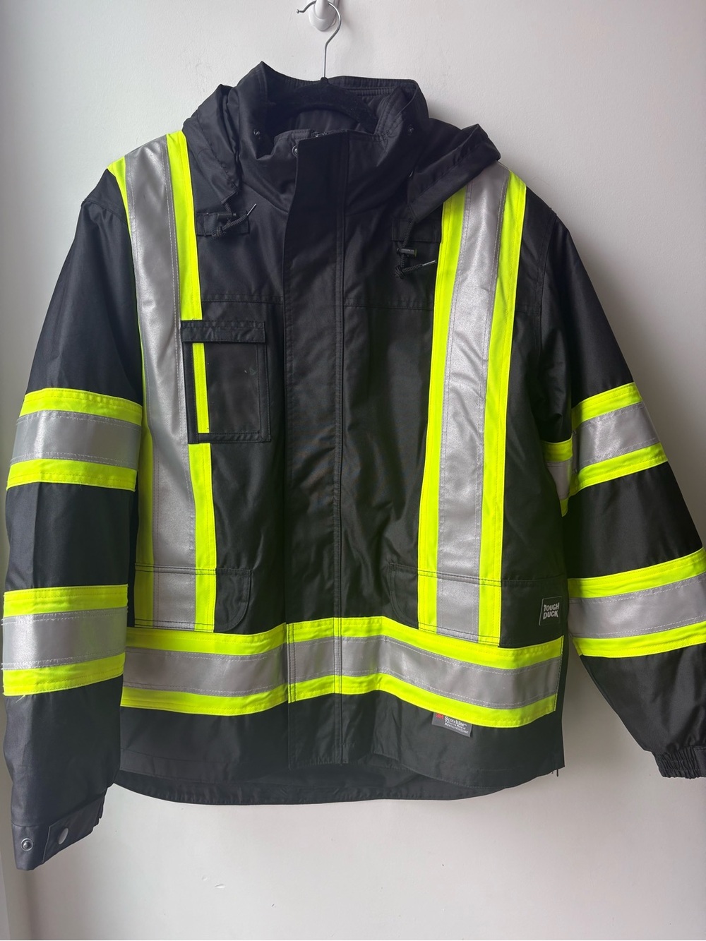 TOUGH DUCK 5 in 1 High-Visibility Black & Lime Safety Work Jacket